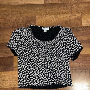 Topshop Black and White Floral Blouse